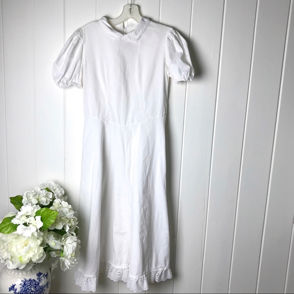 Vintage Eyelet Lace Hem Farmhouse Dress